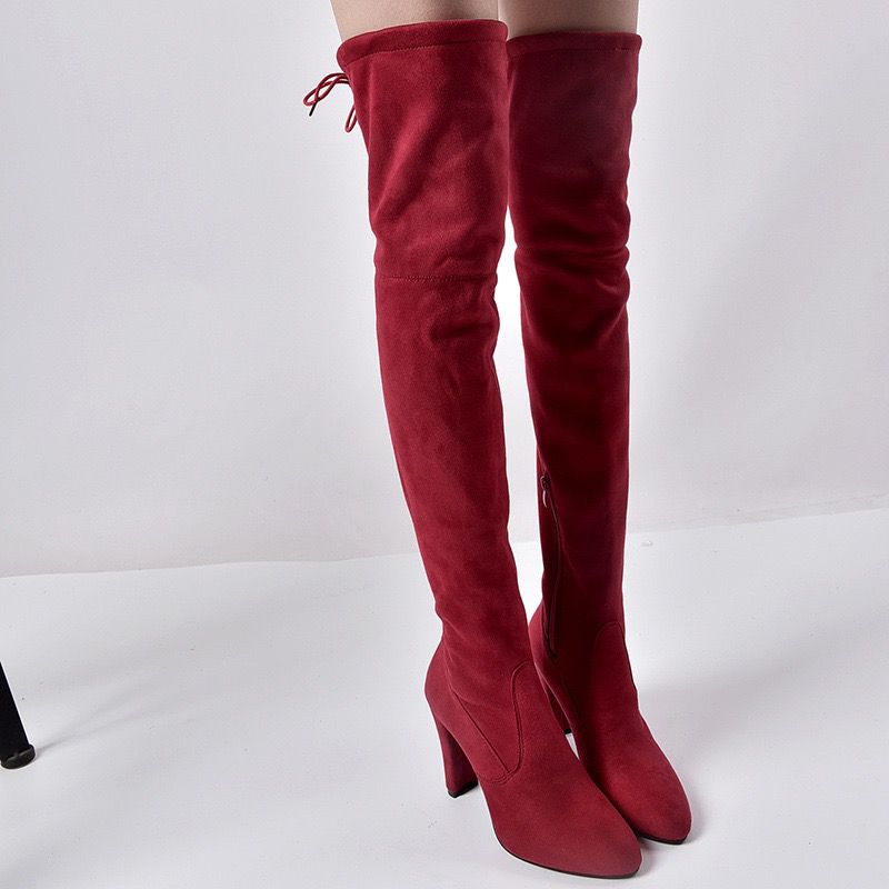 Noa Knee High Imported High Quality Suede Heel Boots