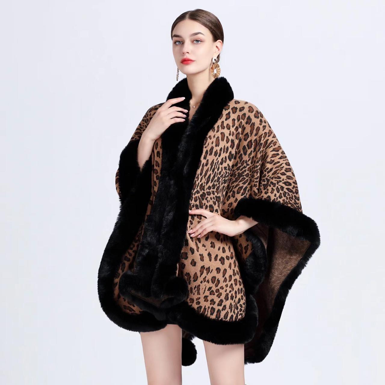 Pankh Alfric Oversized Leopard Fur Cape