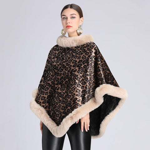 Pankh Beckett Oversized Fur Leopard Cape