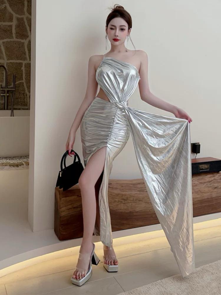 Pankh Amir Backless Partywear Metallic Dress