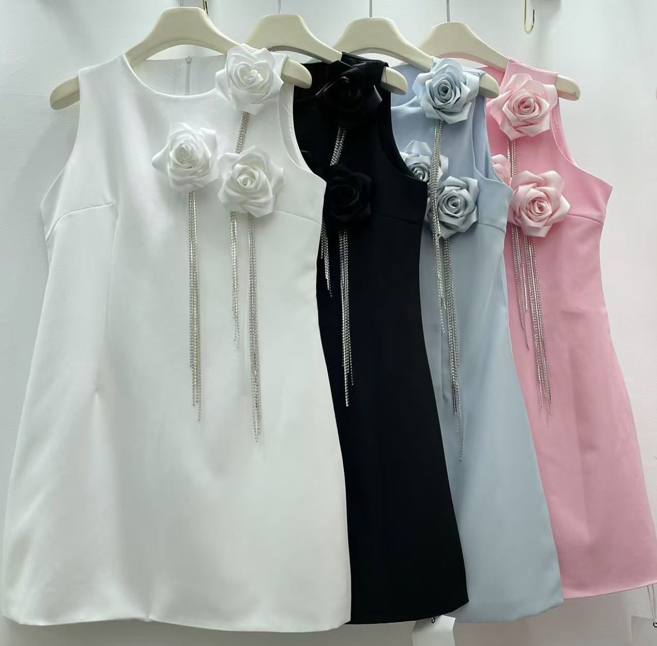 Pankh Stella Premium Tassel Flower Sleevless Party Wear Dress
