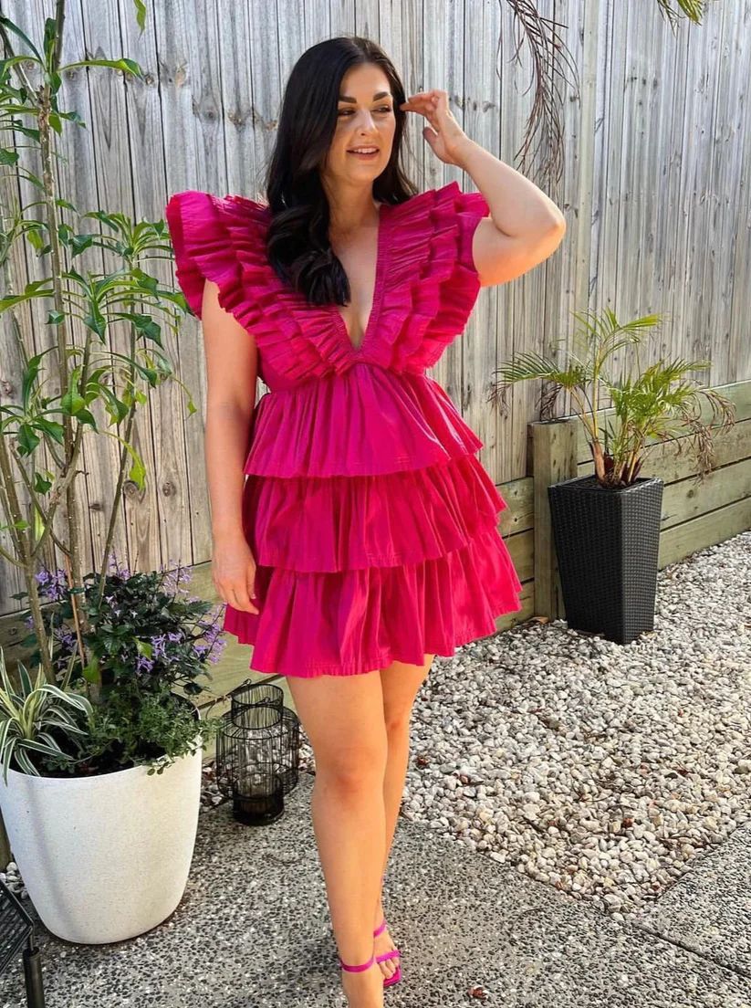 Pankh Zillia Deep Neck Rhythmic Frilled Mini Dress