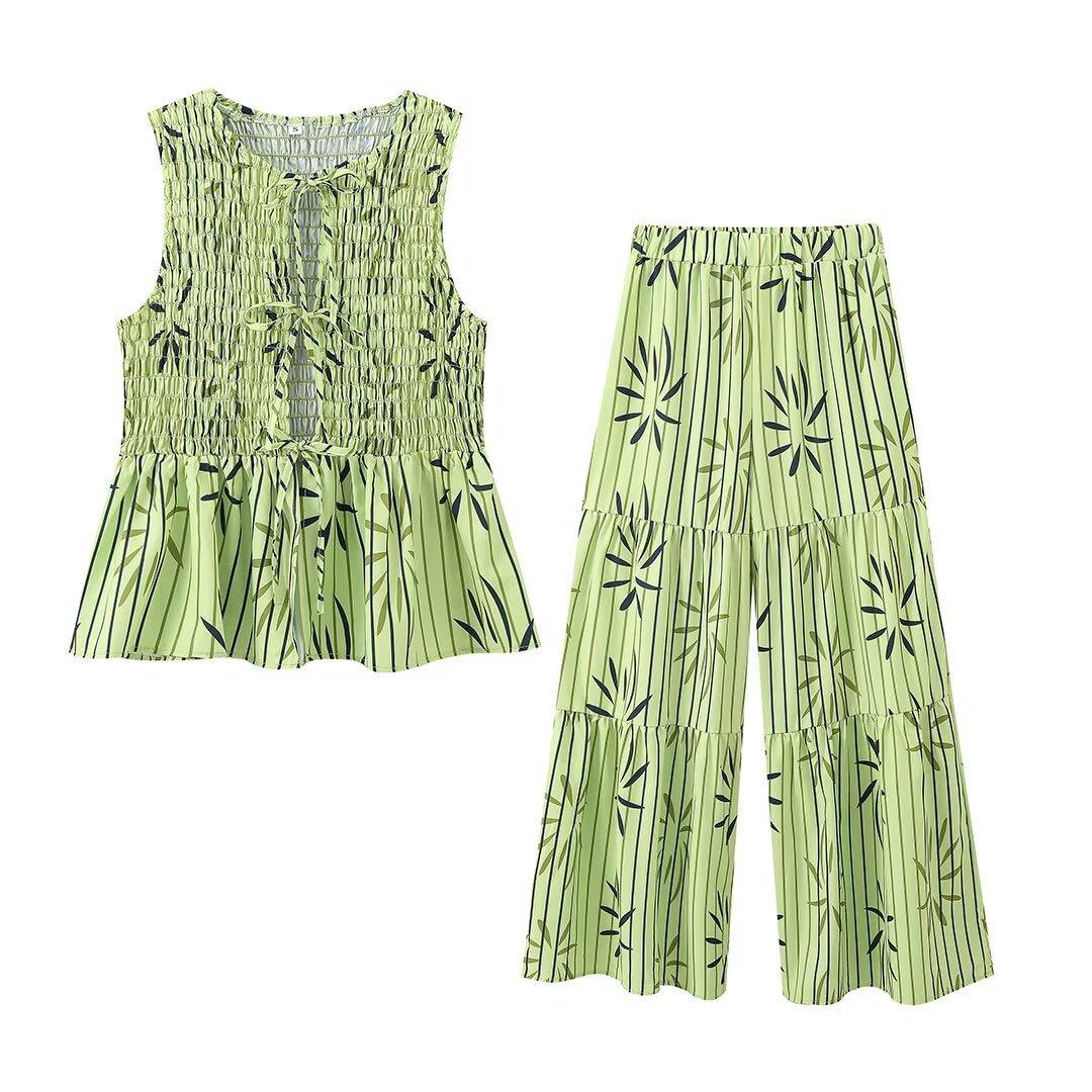 Pankh Jenny Casual Vibrant Floral Print Boho Tie Top And Pant Set