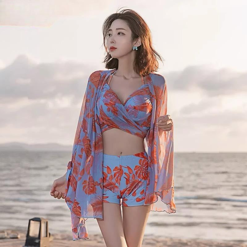 Pankh Koray Halter Neck Tie Dye Three-Peice Swimsuit Set