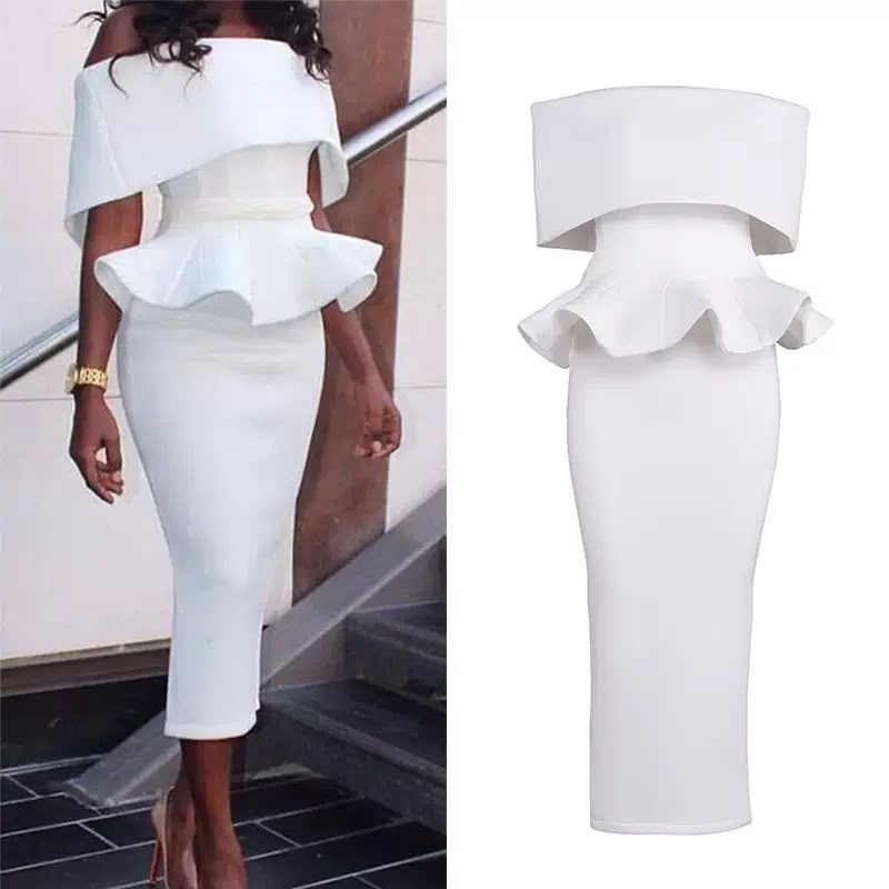 Pankh Rusa Vintage Slash Neck Bandage Strapless Top and  Wrap Skirt Set