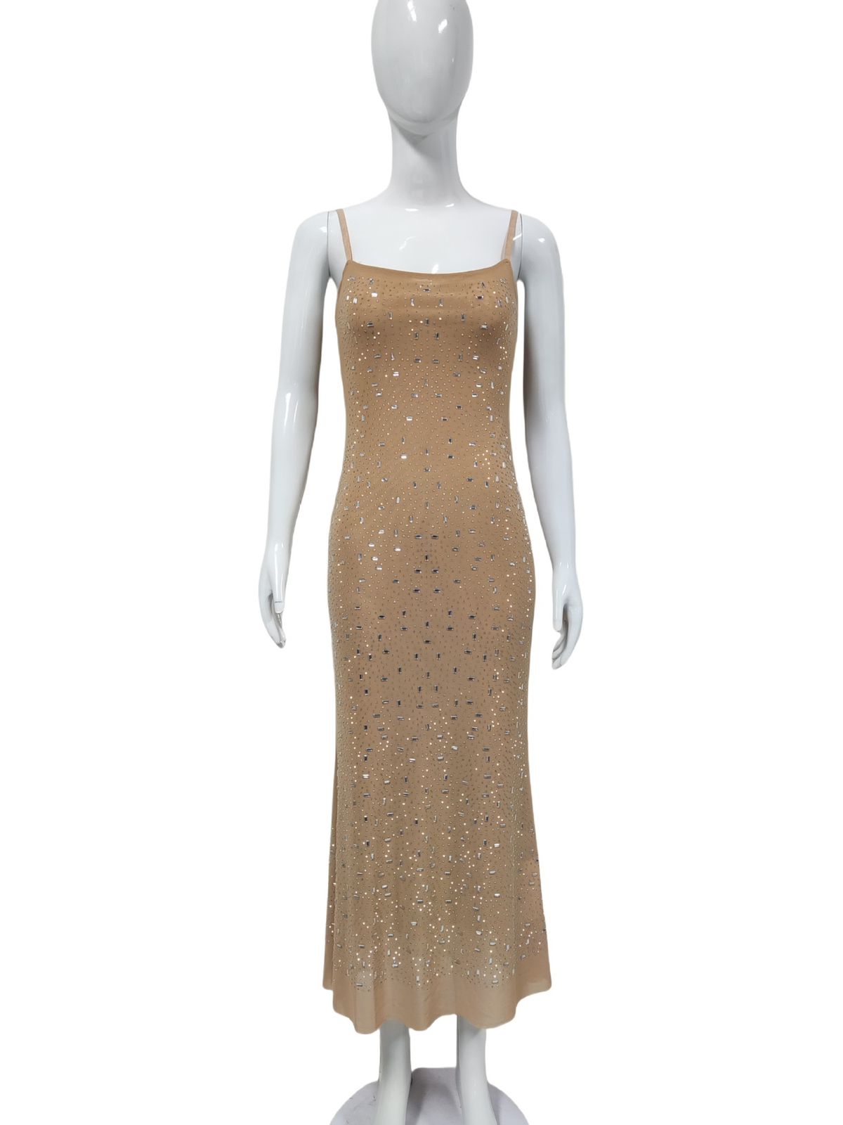 Pankh Celeste Crystal Rhinestone Partywear Maxi Dress with Lining