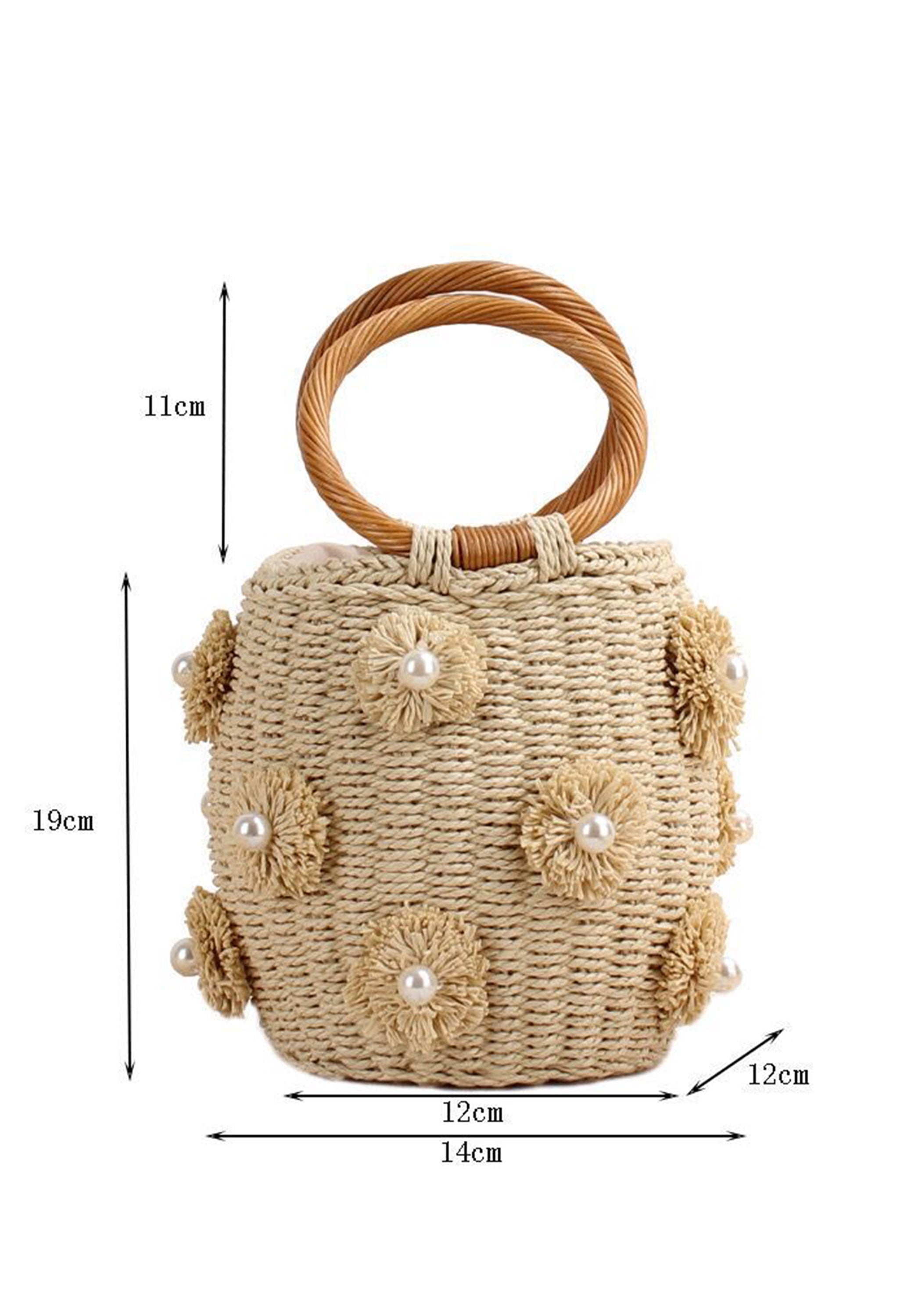 Cauley Hand-Crafted Crystal Sprained Straw Rattan Bag