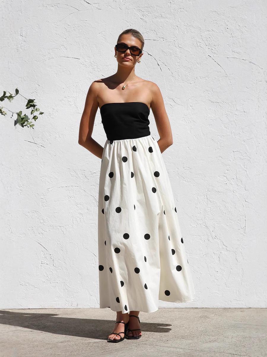 Pankh Rosel Polka Off Shoulder Maxi Dress