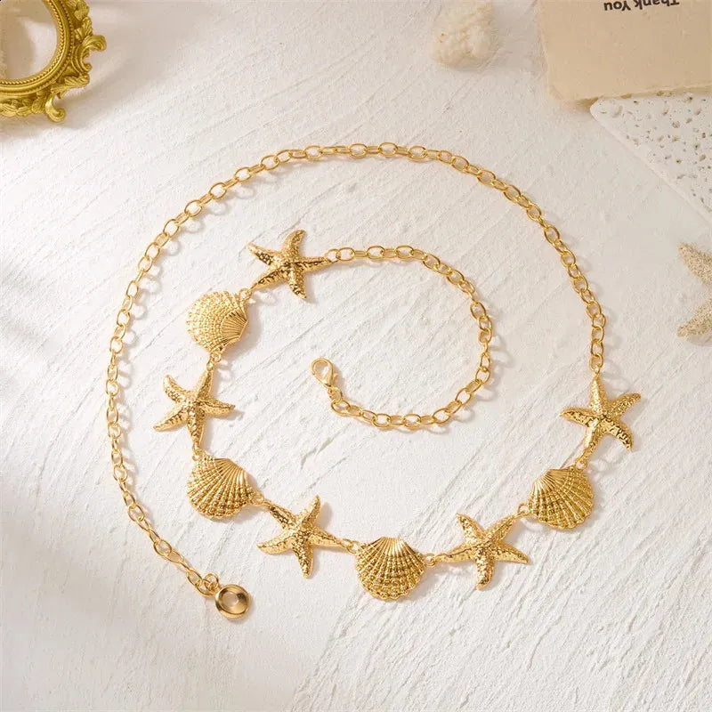 Pankh Jan Metal Starfish And Shell Waist Chain