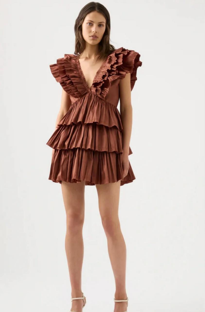 Pankh Bobbie Deep Neck Rhythmic Frilled Mini Dress
