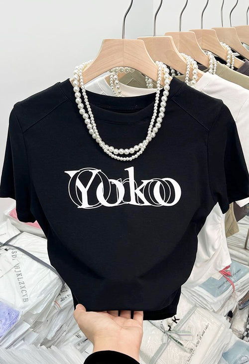 Pankh Tim stylish Crop Cotton Tee with detachable pearl chain