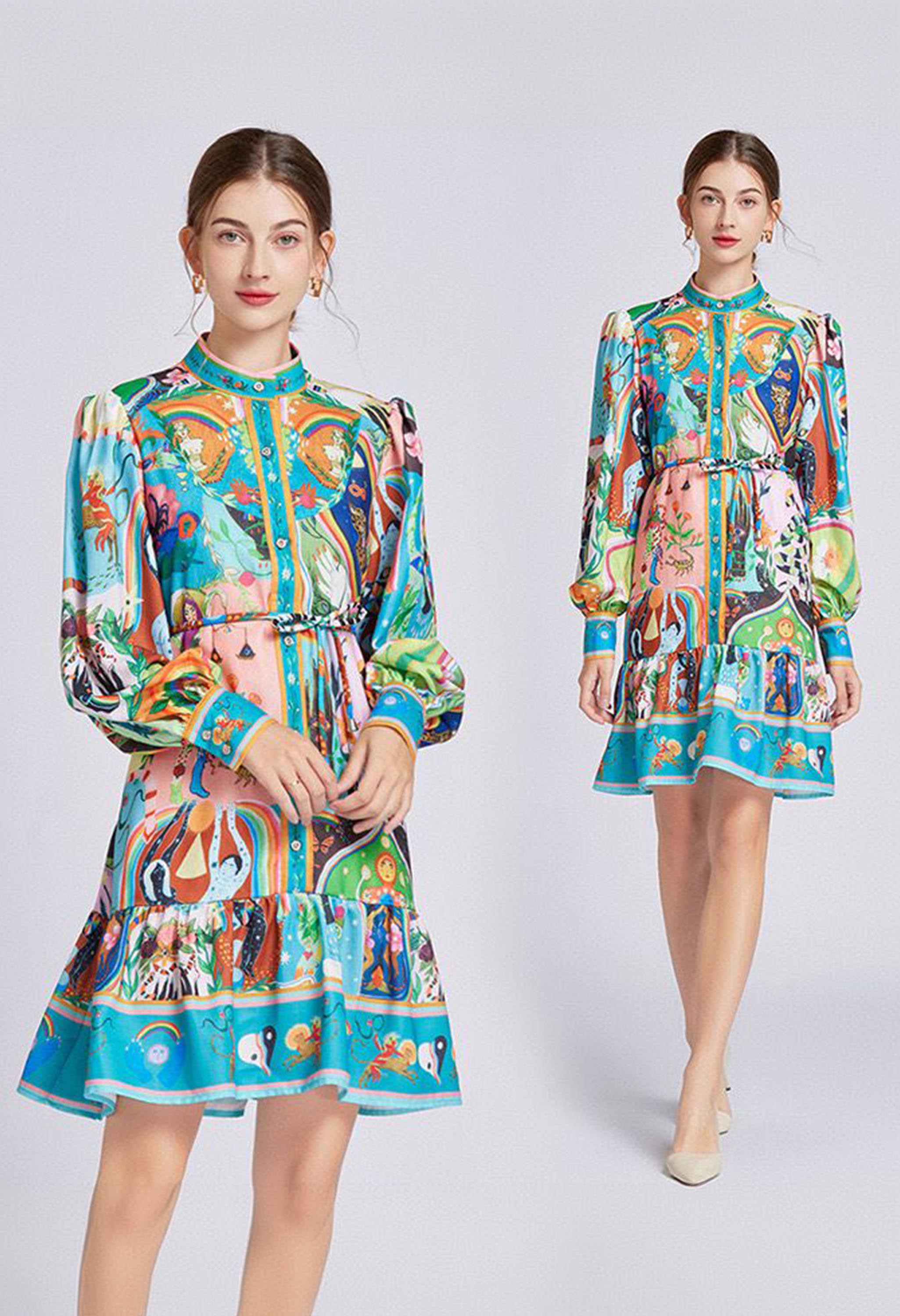 Pankh Selena Printed Mini Shirt Dress