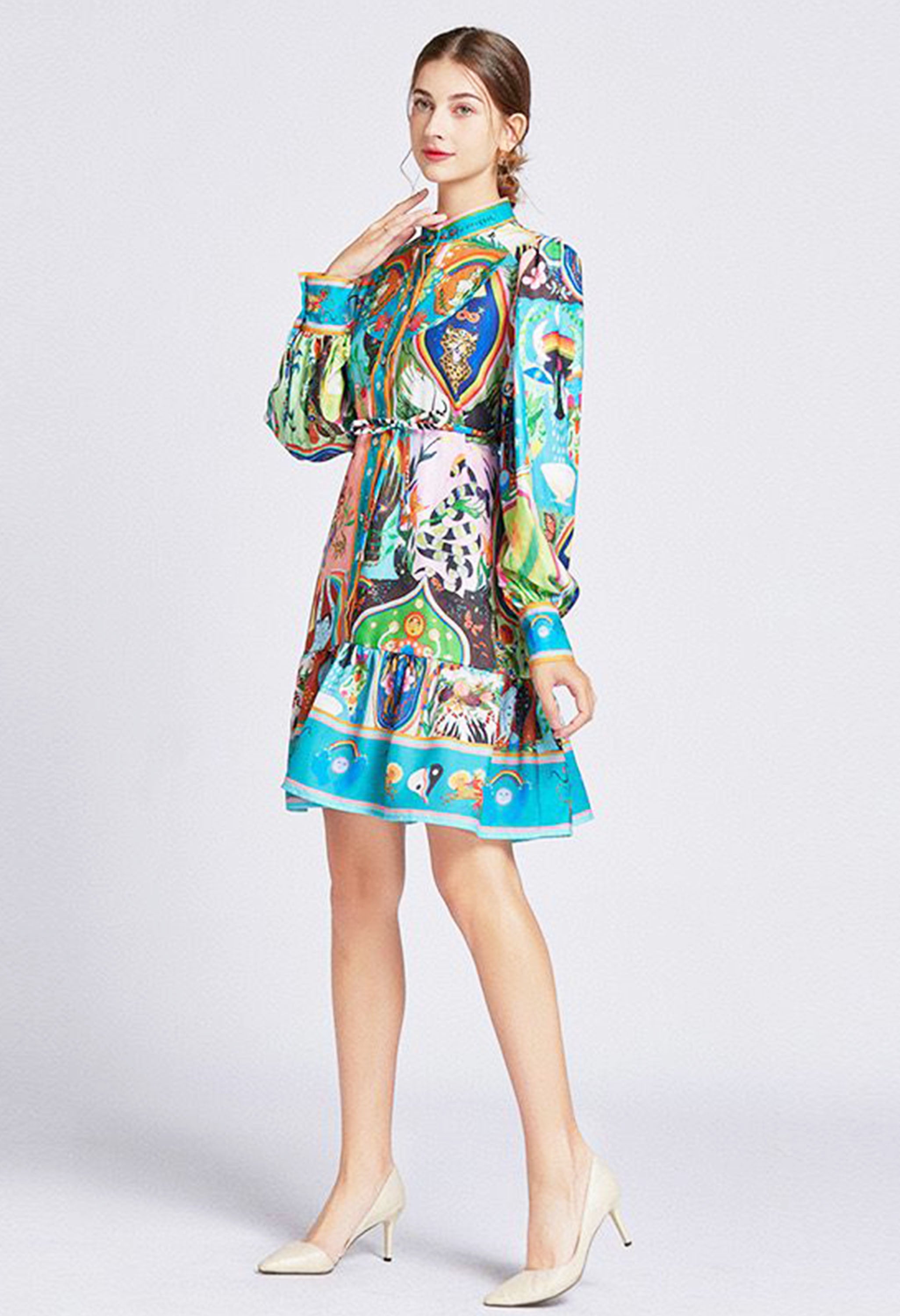 Pankh Selena Printed Mini Shirt Dress