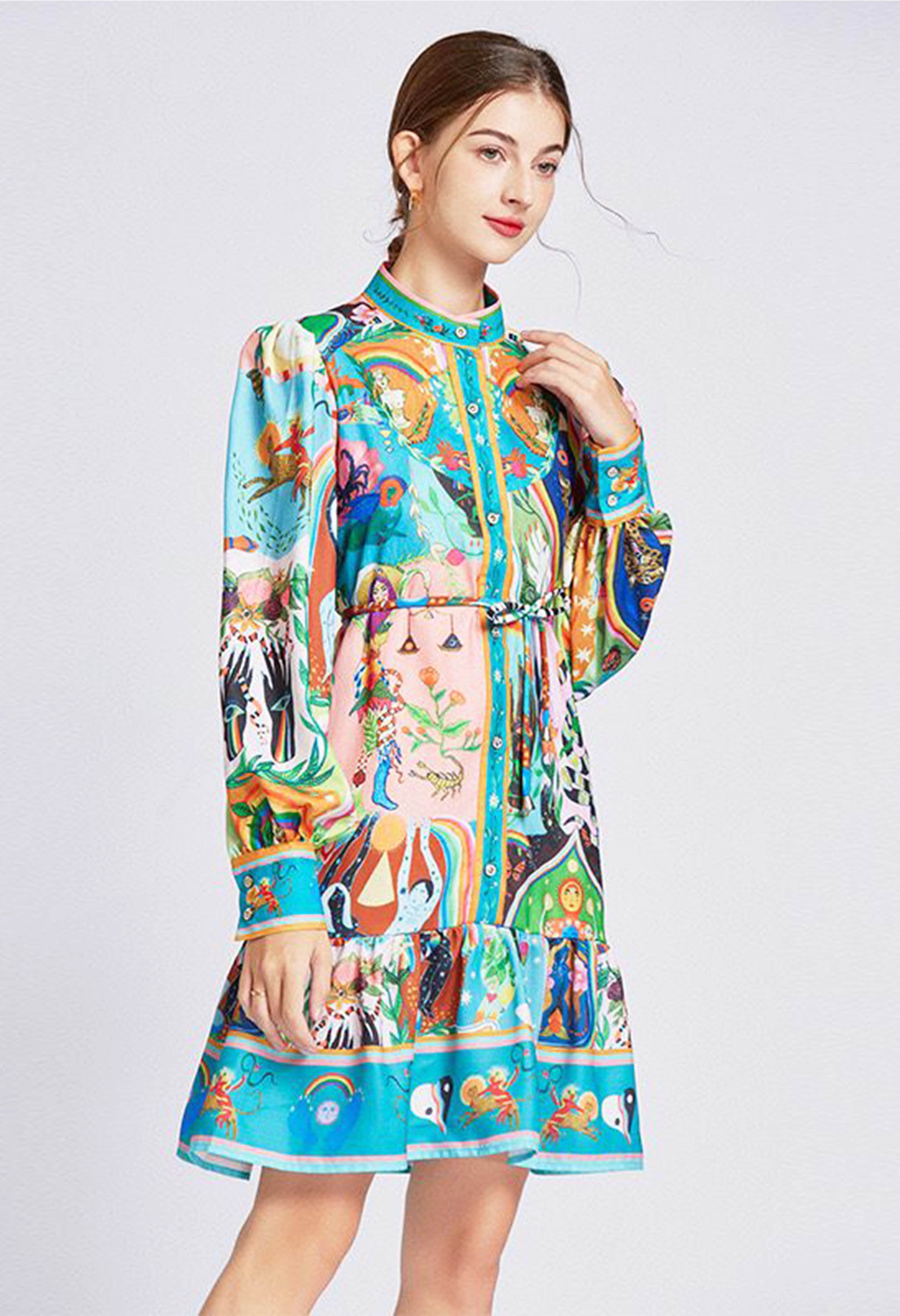 Pankh Selena Printed Mini Shirt Dress