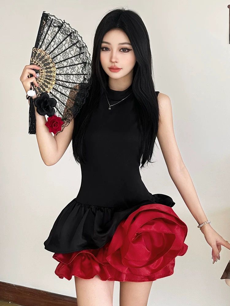 Pankh Amelia 3D Rose Flower Luxury Birthday Party  Mini Dress