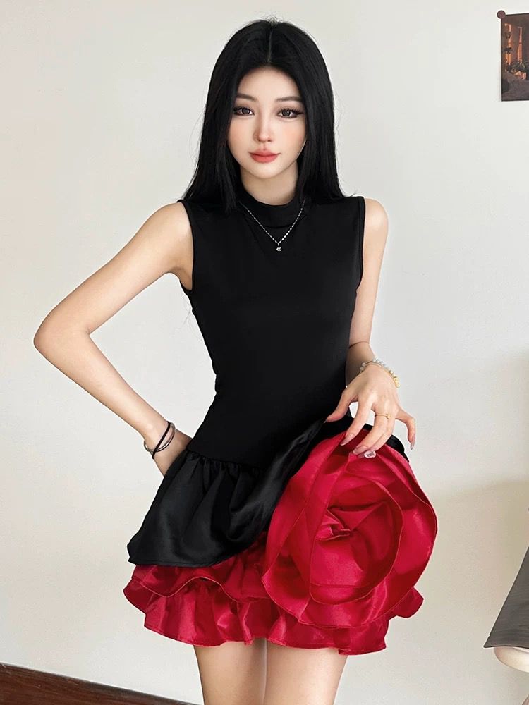 Pankh Amelia 3D Rose Flower Luxury Birthday Party  Mini Dress