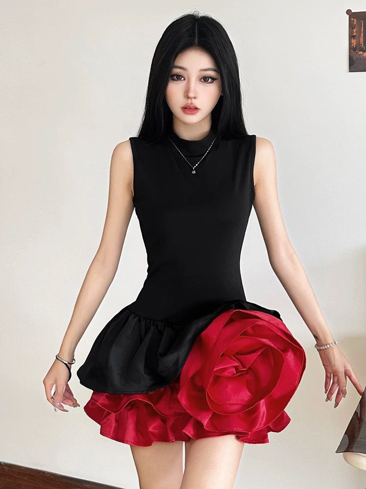 Pankh Amelia 3D Rose Flower Luxury Birthday Party  Mini Dress