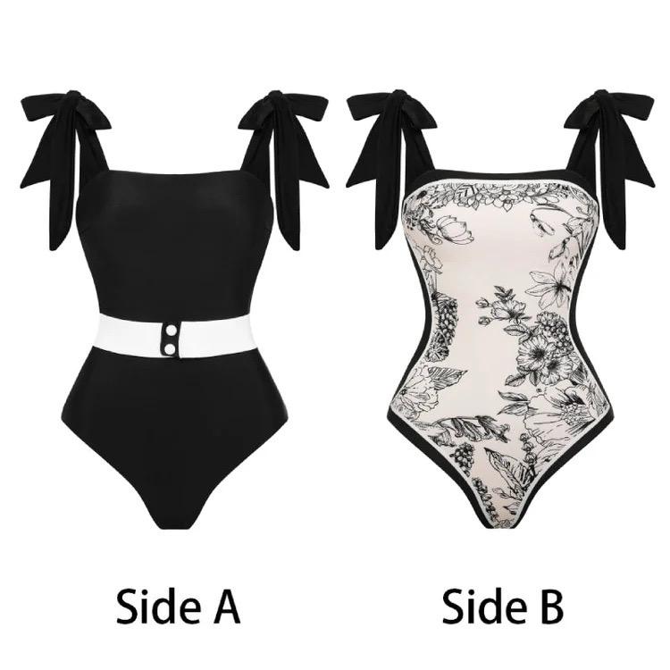 Pankh Blakely Abstract Floral Printed One Peice Reversible Swimsuit