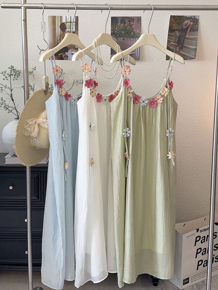Pankh Primrose Morning Glory - Spaghetti Strap Flower Loose Style Maxi