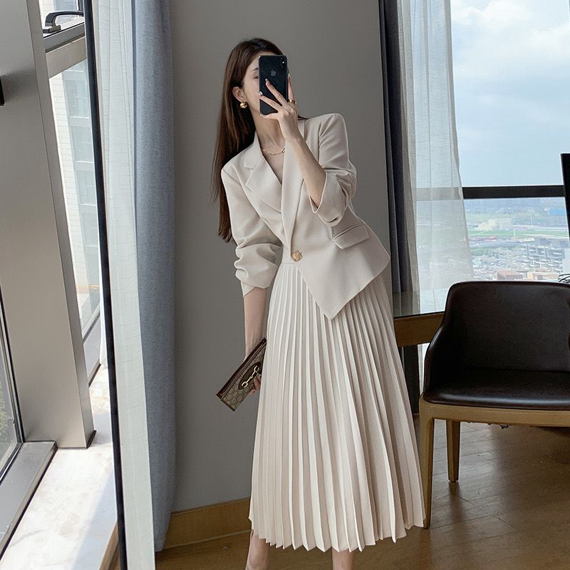 Pankh Lyana Formal Blazer Pleated Midi Dress
