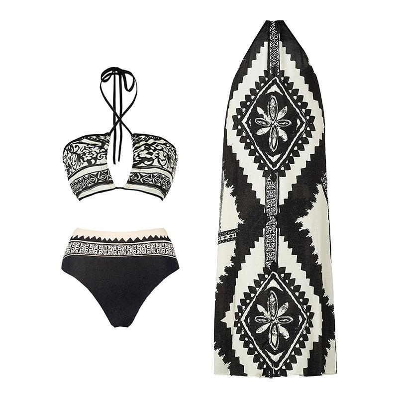 Pankh Vitaliy Boho Printed Split Swimsuit Holiday With Sarong