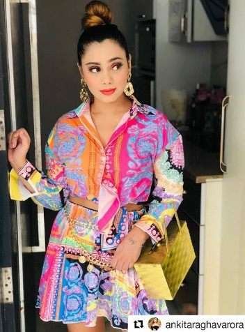 Pankh Elas Women Floral Print Long Shirt & Elastic Waist Mini Skirt Set