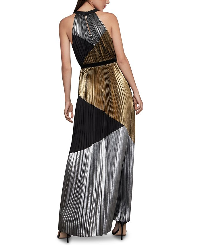 Pankh Alisa metallic pleated maxi