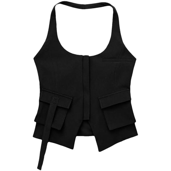 Pankh Adriel Halter Neck Pocket Vest Top