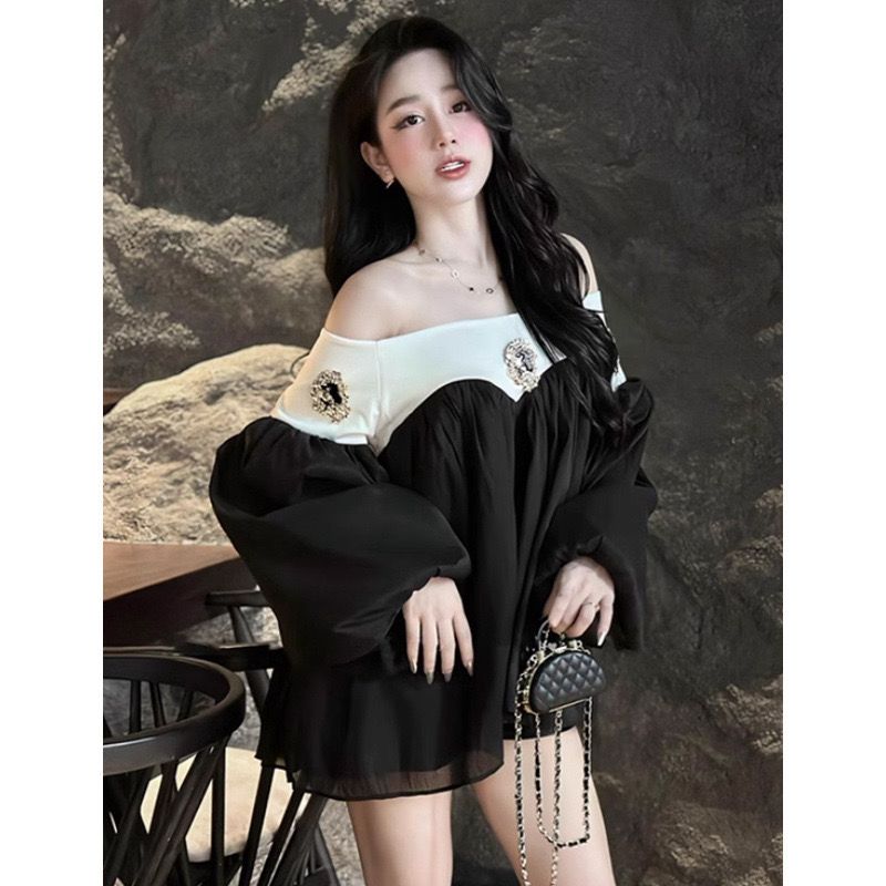 Pankh Cula Off Shoulder Chiffon Mini Dress