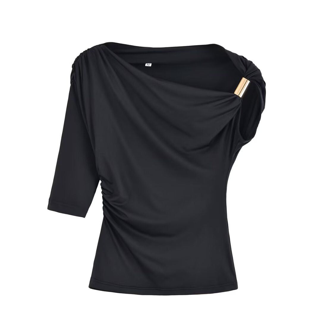 Pankh Riva Slim Shoulder Metel Buckle Crop Top