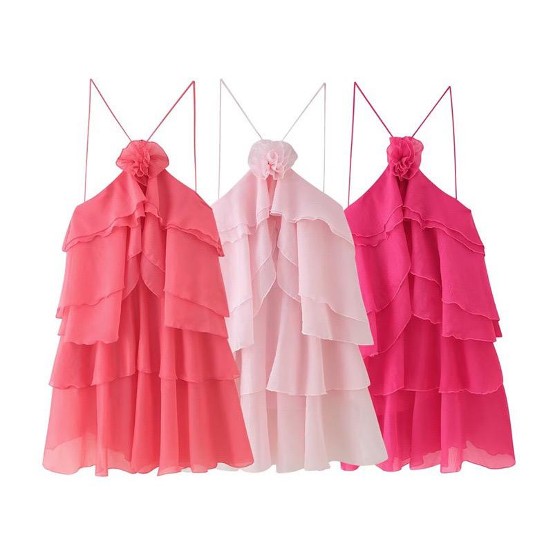 Pankh Sasha Sleeveless Flower Layering Decoration Chiffon Midi Dress