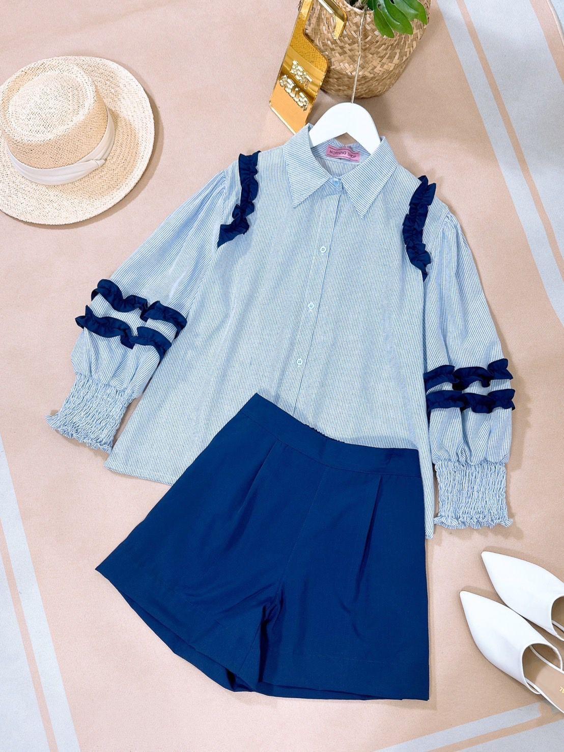 Pankh Musette Cotton Stripe Shirt And Short Set
