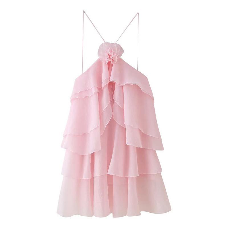Pankh Sasha Sleeveless Flower Layering Decoration Chiffon Midi Dress