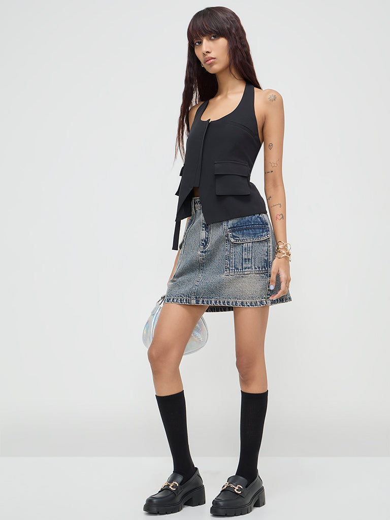 Pankh Adriel Halter Neck Pocket Vest Top
