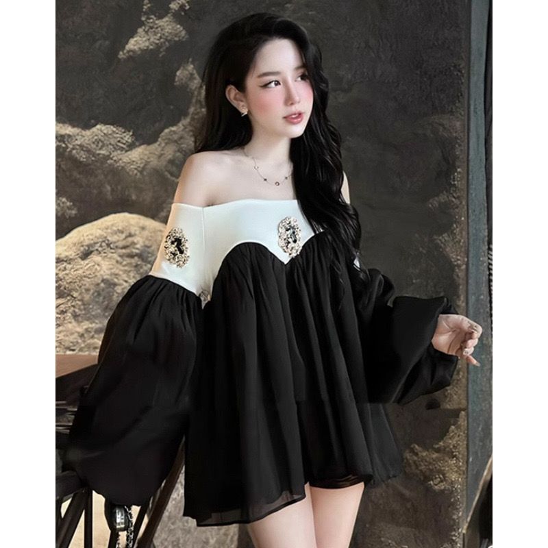Pankh Cula Off Shoulder Chiffon Mini Dress