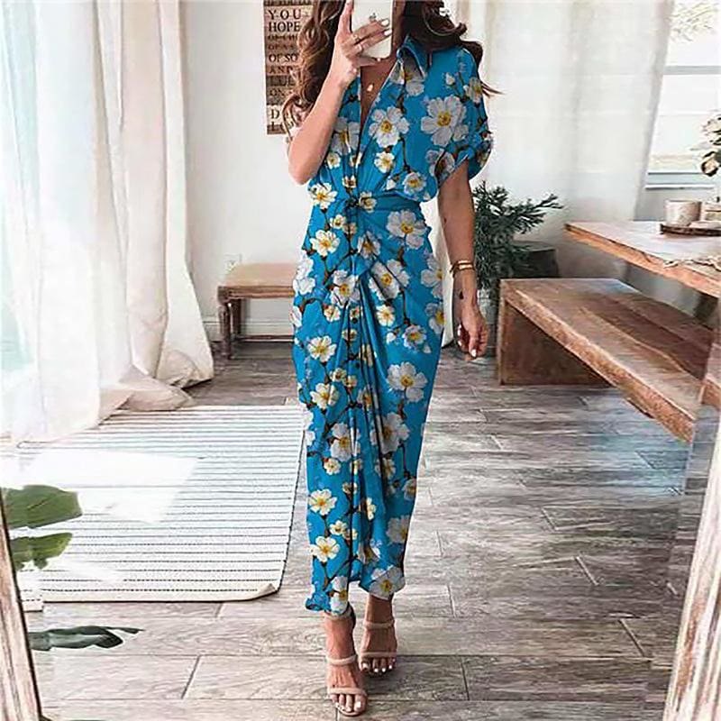 Pankh Millie Floral Printed Long Shirt Dress With Draped Waist