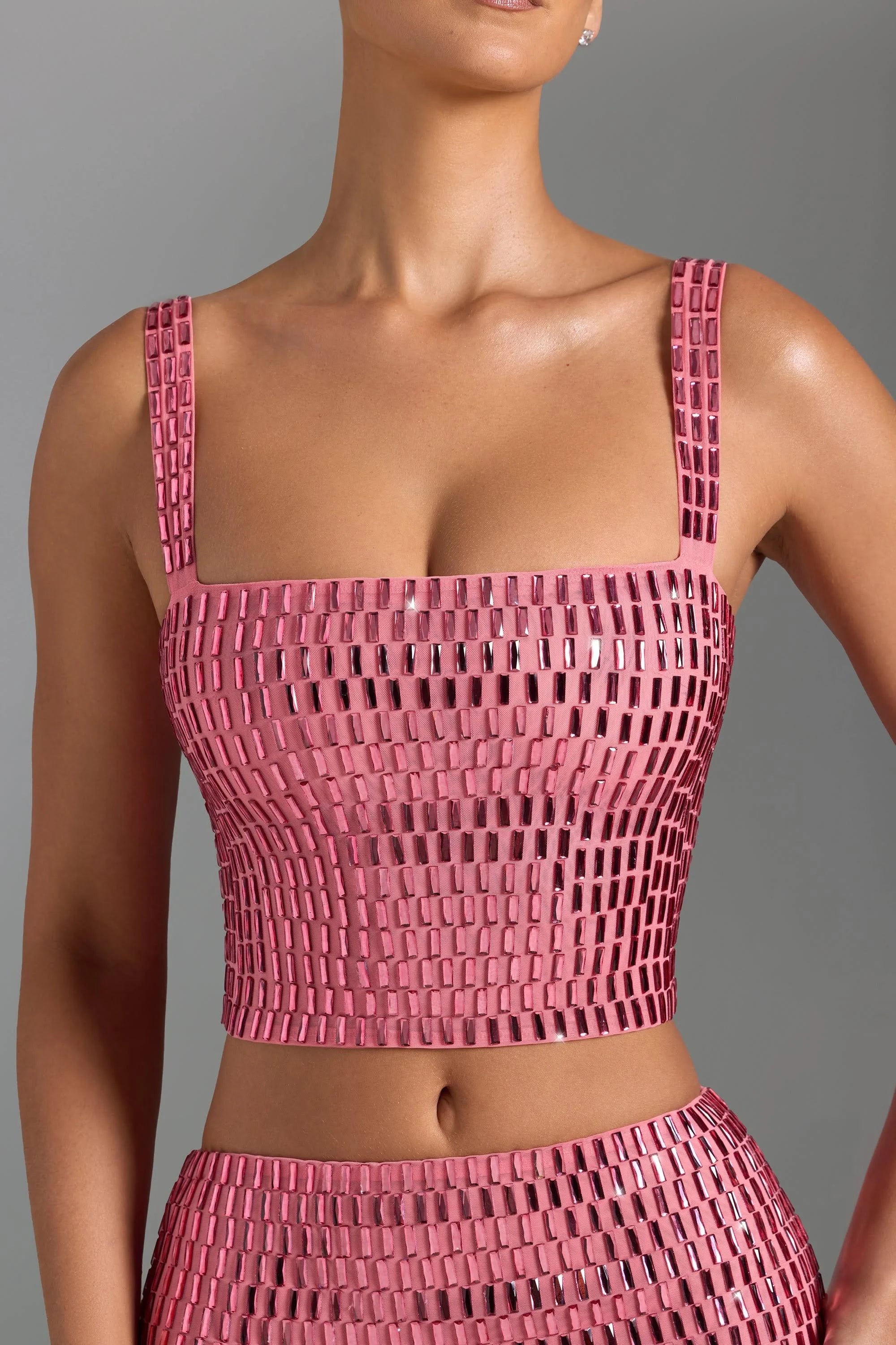 Pankh Gavin Crystal Stone Work Top and Mini Skirt Set